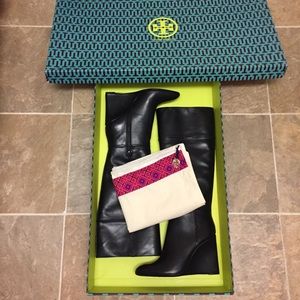 NEW Tory Burch Linnett Wedge Knee High Boots 7